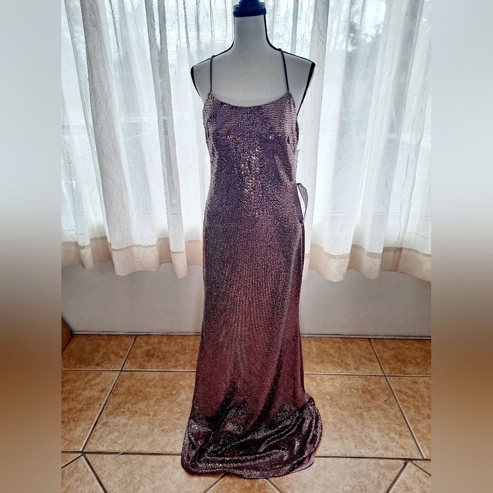 Betsy Adam Elegant Purple Sequin Dress. Size 10. NWT.